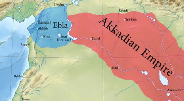 Mapa del reino de los archivos de Ebla durante la época del rey acadio Naram Sin