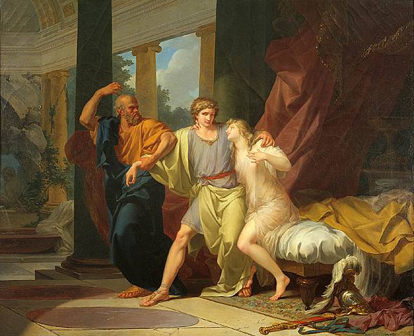 Sócrates buscando a Alcibíades en la casa de Aspasia, de Jean-Léon Gérôme (1861)