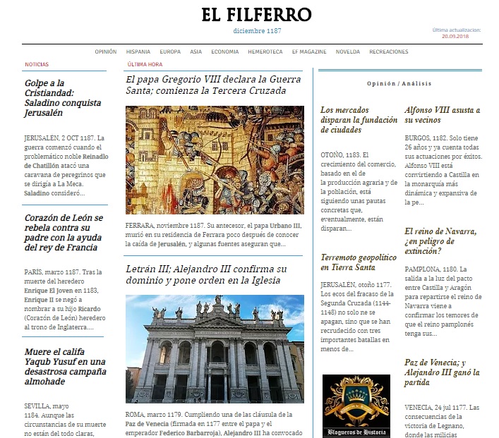 Captura de pantalla de la web El Filferro