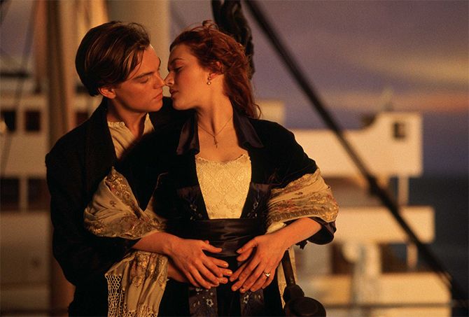Kate Winslet y Leonardo Dicaprio caracterizados como sus personajes en Titanic