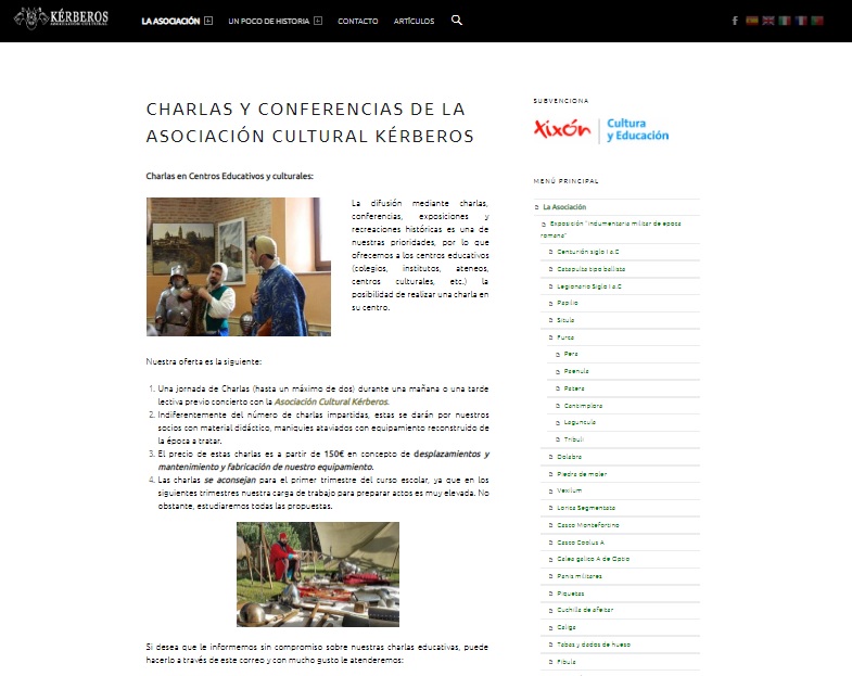 Captura de pantalla de la web de la asociación Kérberos, ejemplo de la recreación histórica