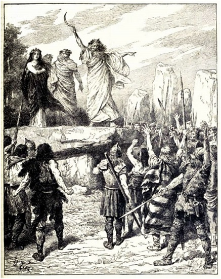 Druids Inciting the Britons to Oppose the Landing of the Romans (Cassell's History of England, Vol. I)