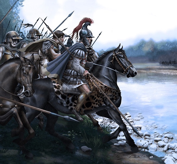 Alejandro Magno en la orilla del río, antes de la batalla