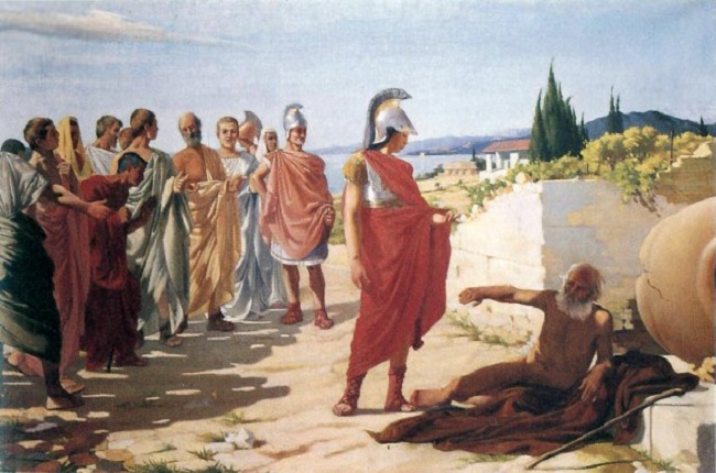 Alejandro Magno y Diógenes, obra de Paride Pascucci