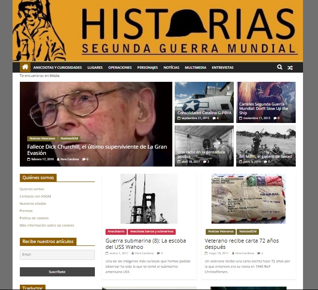 Captura de pantalla de la web Historias Segunda Guerra Mundial