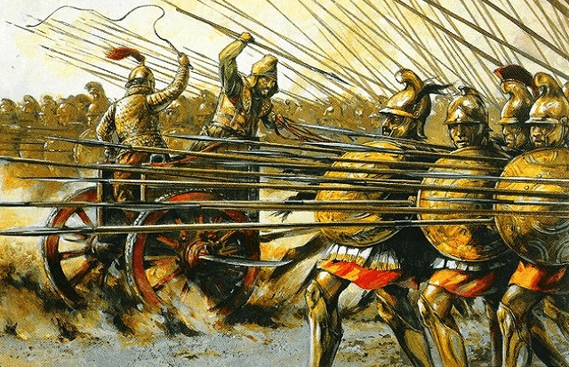 Ilustración de la batalla de Gaugamela 331 aC Arrecaballo