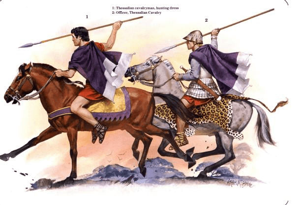Ilustración que reconstruye a la caballería de Tesalia Arrecaballo