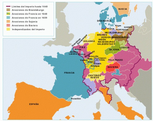 Mapa de Europa tras la Paz de Westfalia
