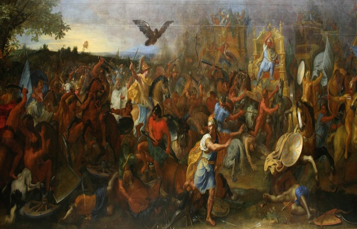 La batalla de Gaugamela según el pintor Charles le Brun en 1669