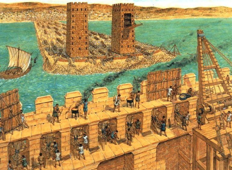 Recreación del asedio de Tiro por Alejandro Magno Khronos Historia