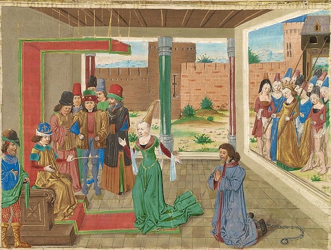 Bagoas intercediendo en favor de Nabarzanes, obra de 1470 que representa a Bagoas hablando ante Alejandro Magno