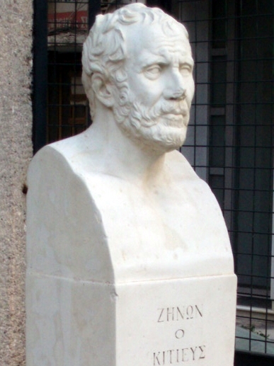 Estatua de Zenón, fundador de la filosofía helenística del estoicismo, en Atenas