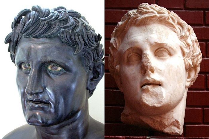 Imagen combinada con los bustos de Seleuco y Lisímaco, luchadores en la Guerra de los Diádocos