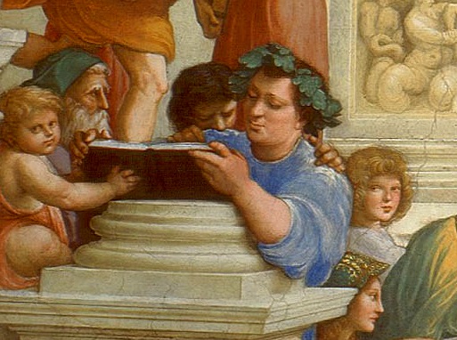 Detalle de La escuela de Atenas, de Rafael Sanzio, en el que se ve representado a Epicuro, uno de los padres de la filosofía helenística