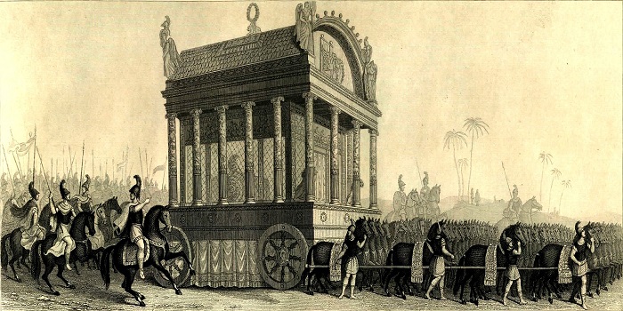 Reconstrucción del cortejo fúnebre de Alejandro según Diodoro (hecho a mediados del s XIX)