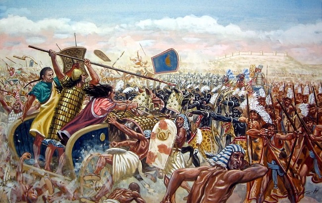 Ilustración que recrea la batalla de Qadesh (Fuente: Arrecaballo)