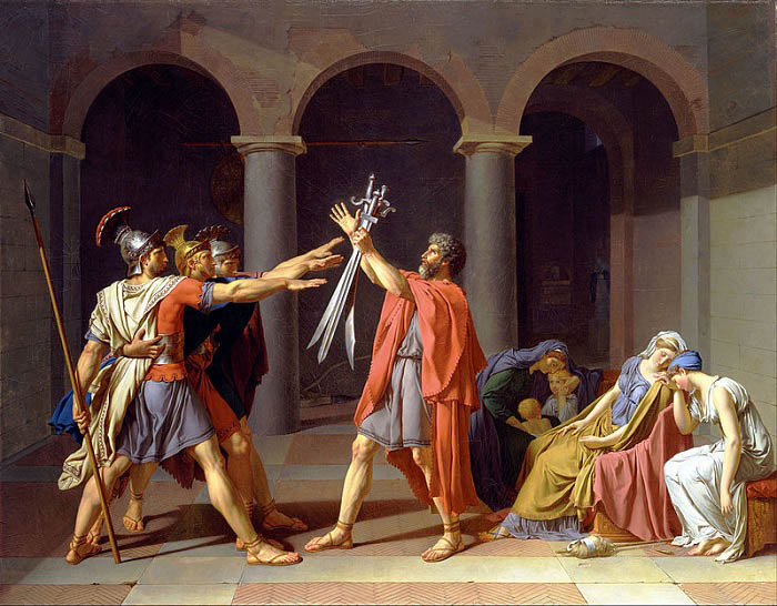 El juramento de los Horacios, obra de Jacques-Louis David hecha en 1784 basada en una de las leyendas de la monarquía romana