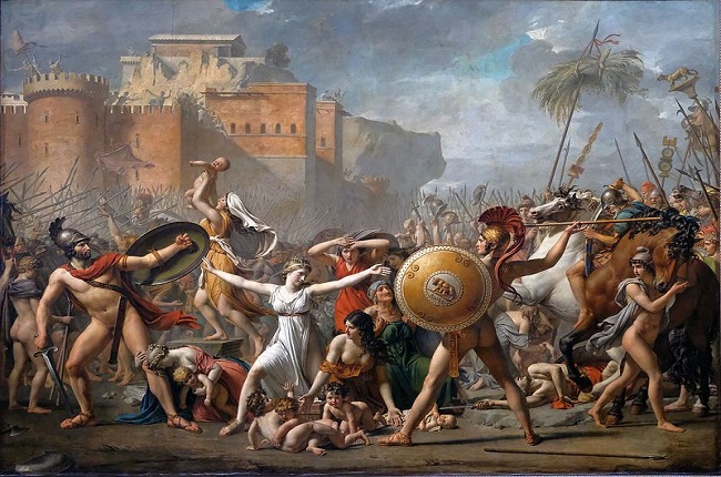 El rapto de las sabinas, de Jacques-Louis David, basada en una de las leyendas de la monarquía romana