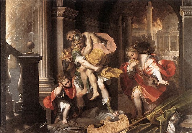 Eneas saliendo de Troya, obra de Federico Barocci hecha en 1598.