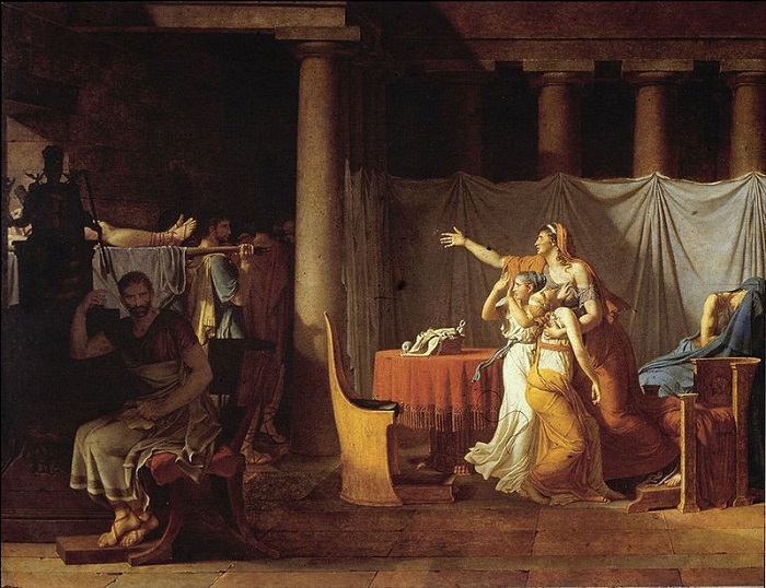 Los lictores llevan a Bruto los cuerpos de sus hijos, obra de Jacques Louis David que recrea al fundador de la República Romana temprana