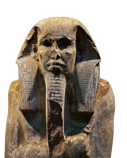 Estatua del faraón Djoser hallada en la capilla del patio del Serdab