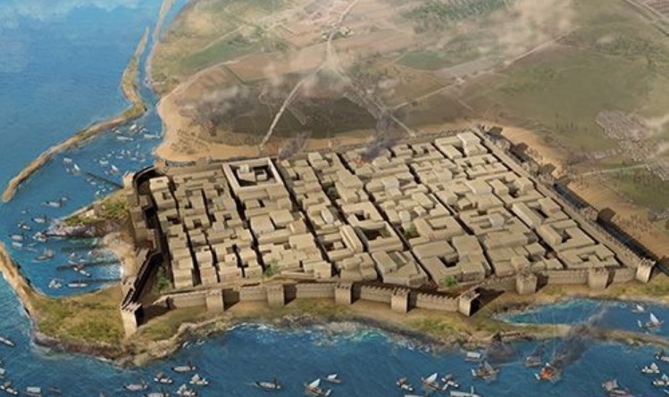 Reconstrucción del aspecto de la ciudad de Lilibeo durante el asedio de Pirro en Sicilia