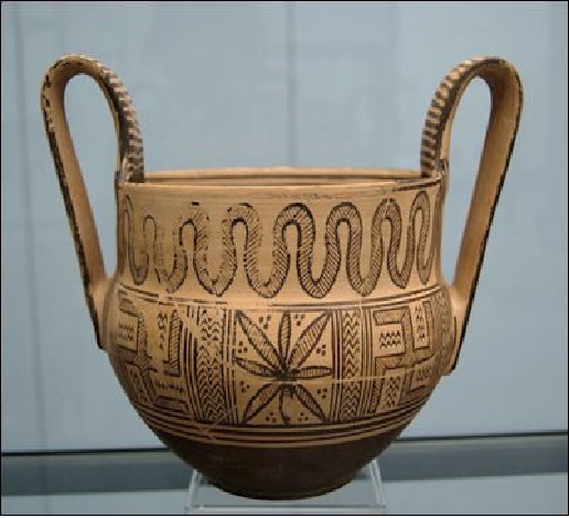 Cerámica ática de época arcaica con una posible hoja de cannabis, usada en la medicina griega prehipocrática