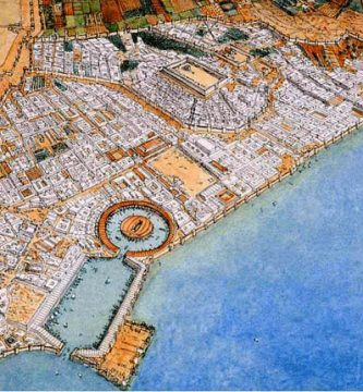 Ilustración que recrea el aspecto de la ciudad de Cartago, uno de los bandos en las Guerras Púnicas