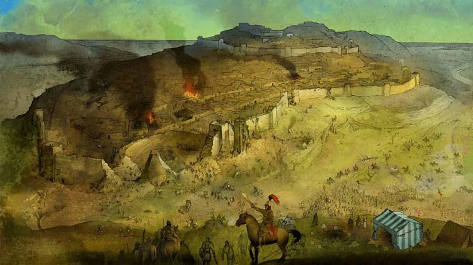 Ilustración que recrea la conquista de Sagunto por parte de Aníbal, causa de la Segunda Guerra Púnica