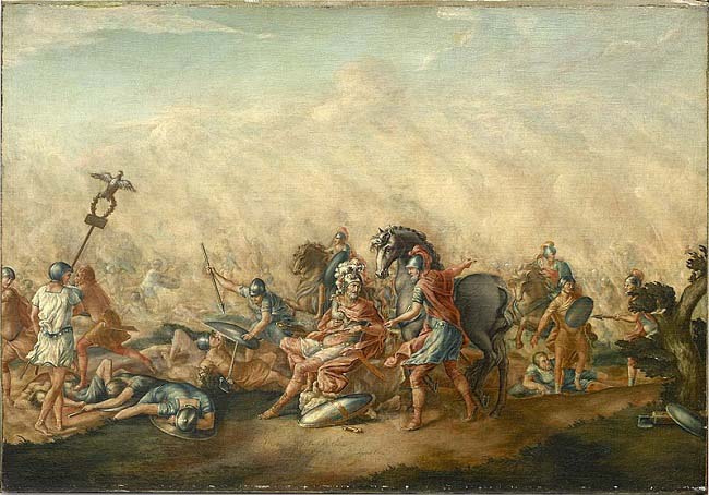 La muerte de Lucio Emilio Paulo en Cannas, según un cuadro de John Trumbull (1773)