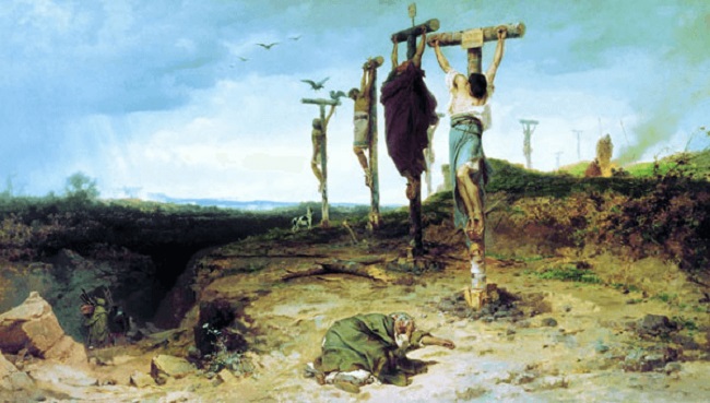 Mercenarios crucificados al final de la guerra de los mercenarios