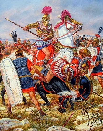 Ilustración que recrea al rey Antíoco III en la batalla de Magnesia contra Lucio Cornelio Escipión