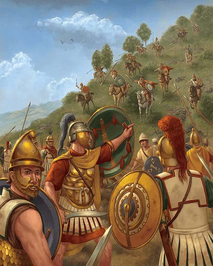 Ilustración que recrea la batalla de las Termópilas entre Antíoco III y Roma