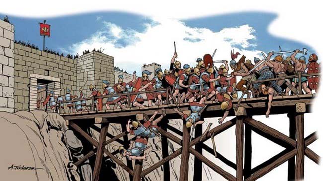 Ilustración que recrea la conquista púnica de la ciudad de Tarento, cuatro años después de Cannas