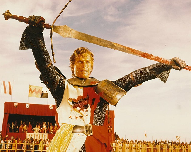 El actor Charlton Heston interpretando al héroe castillano en "El Cid Campeador", película dirigida por el director Anthony Mann en 1961