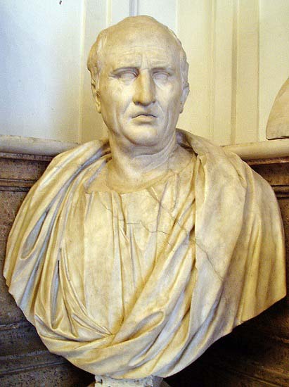 Busto de Cicerón expuesto en los Museos Capitolinos de Roma. En el conflicto entre optimates y populares, él defendía a los primeros