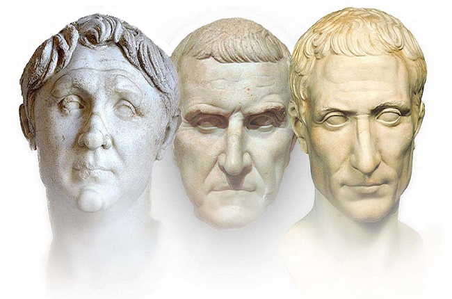 El Primer Triunvirato romano: Julio César, Pompeyo Magno y Craso