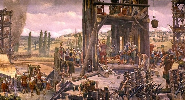Ilustración hecha por Henri Paul Motte en el siglo XIX que recrea uno de los asedios a ciudades realizados al final de la Guerra de las Galias