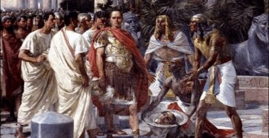 César rechaza ver la cabeza decapitada de Pompeyo Magno-