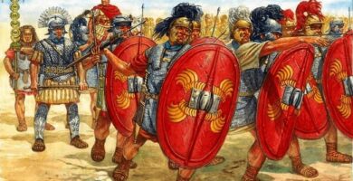 Ilustración que recrea un momento de la batalla de Zela entre Julio César y Farnaces II