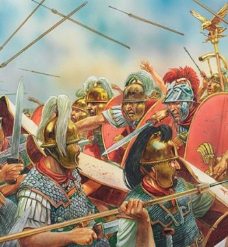 Ilustración que representa la primera batalla de Mutina, dentro de la Guerra de Módena