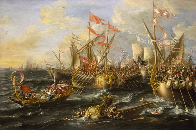 La batalla de Accio, obra de Lorenzo Castro hecha en el siglo XVII