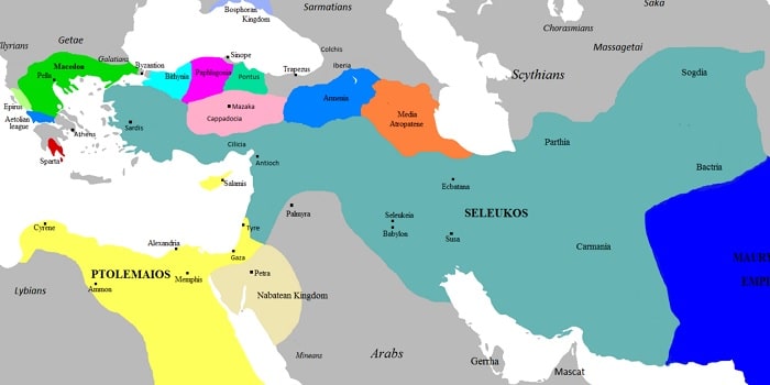 El Mediterráneo oriental y Próximo Oriente en el 281 aC