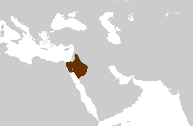 Mapa que muestra al reino de los nabateos en su momento de mayor expansión territorial