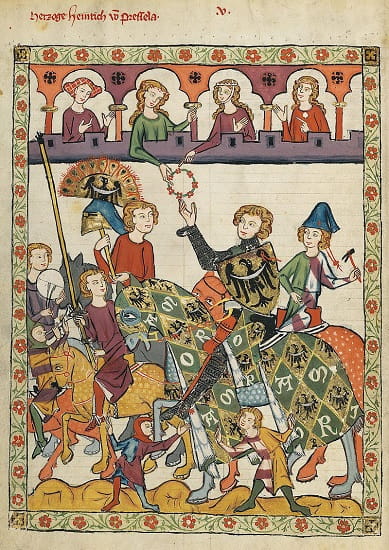 Ilustración de un torneo en el Codex Manesse, del primer cuarto del siglo XIV