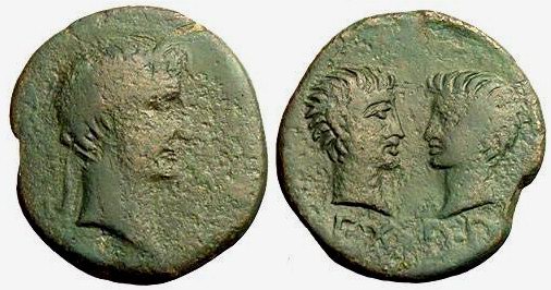 Monedas en la que se representa a los nietos del emperador Augusto
