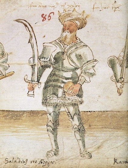 Representación de Saladino en un manuscrito del siglo XV