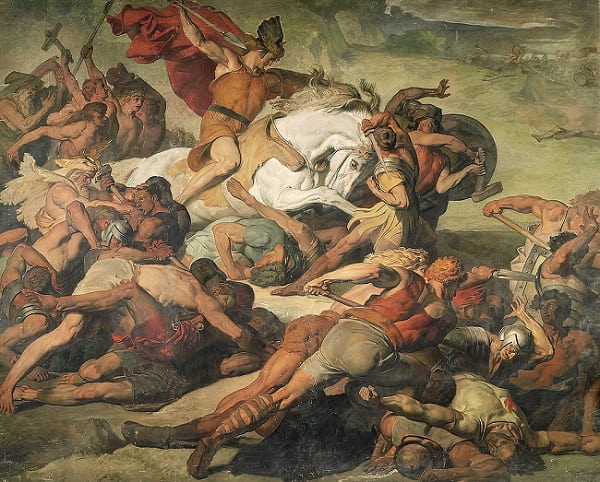 Obra hecha por Peter Jannsen en 1873 que recrea la historia de la batalla de Teutoburgo entre la Germania de Arminio y la Roma de Varo