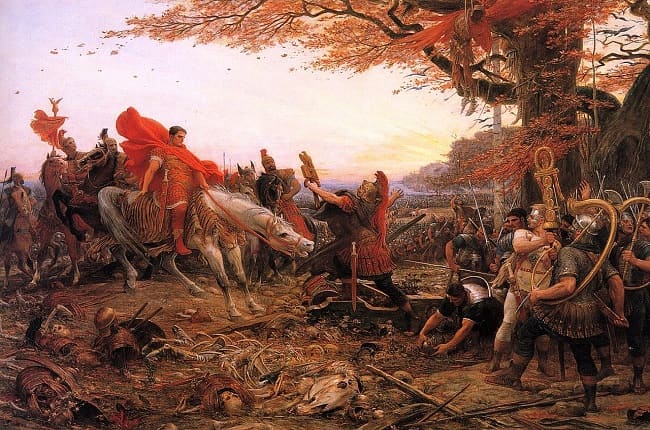 Germánico ante los restos de las legiones de Varo, obra de Lionel Nöel Royer hecha en el siglo XIX