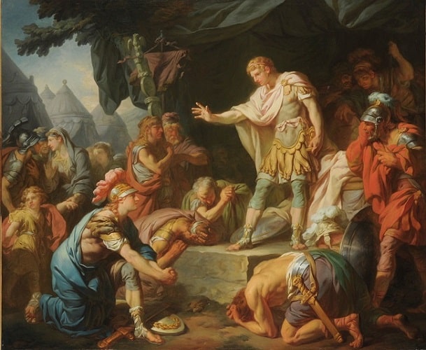 Germánico calma la sedición en el campamento, obra de Francois André Vincent hecha en el siglo XVIII